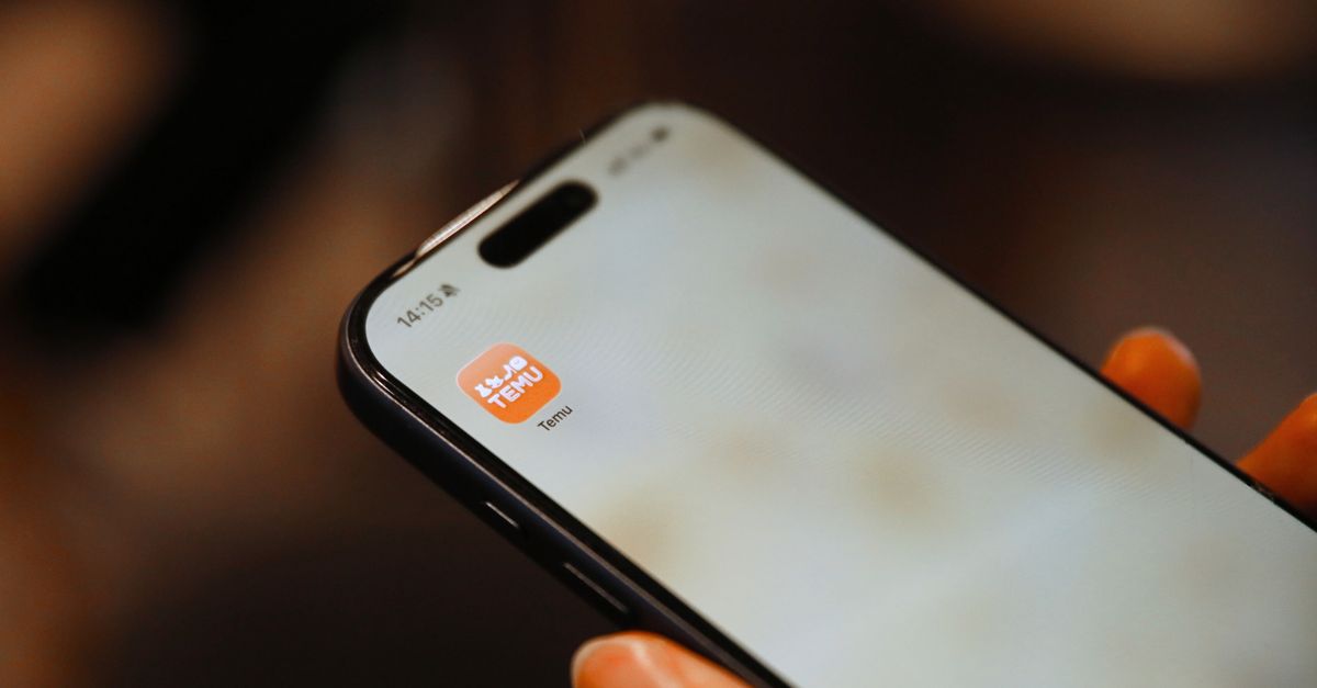 Hand holding smartphone with a shopping app icon visible, focusing on digital convenience.